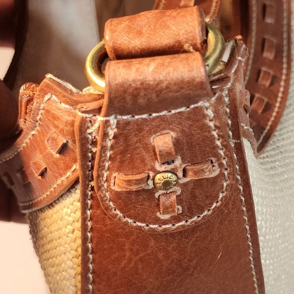 Relic Cream Woven Hobo Handbag With Brown Leather Decorative Straps. New Tags. - Picture 6 of 14